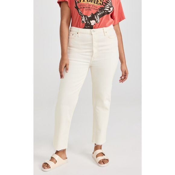 RE/DONE 70s Comfort Stretch High Rise Stovepipe Jeans in Vintage White size 27 - Picture 8 of 9